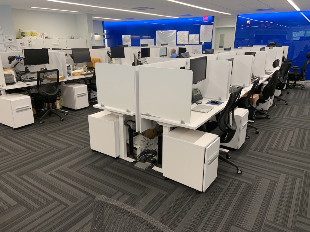 open-plan COVID-19 benching systems after Davies